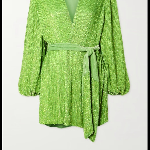 Retrofete Gabrielle Sequined Wrap Dress Green - Picture 2 of 4